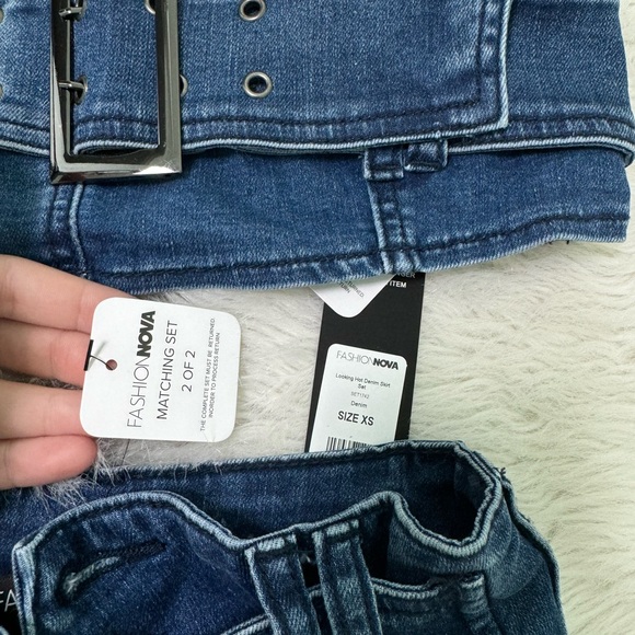 Fashion Nova Denim Skirt Set - Picture 2 of 3
